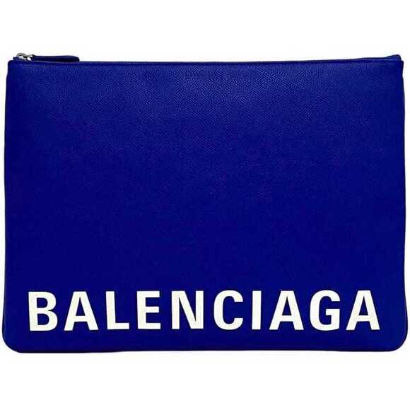 BALENCIAGA Blue Leather Pouch - Picture 1 of 11